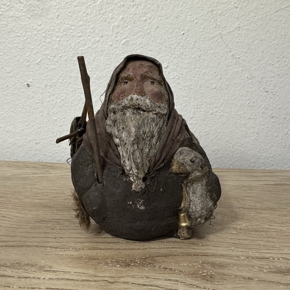 1995 Enesco Arlene Wobler Folk Art Woblers Woods Santa Figure Primitive Rustic